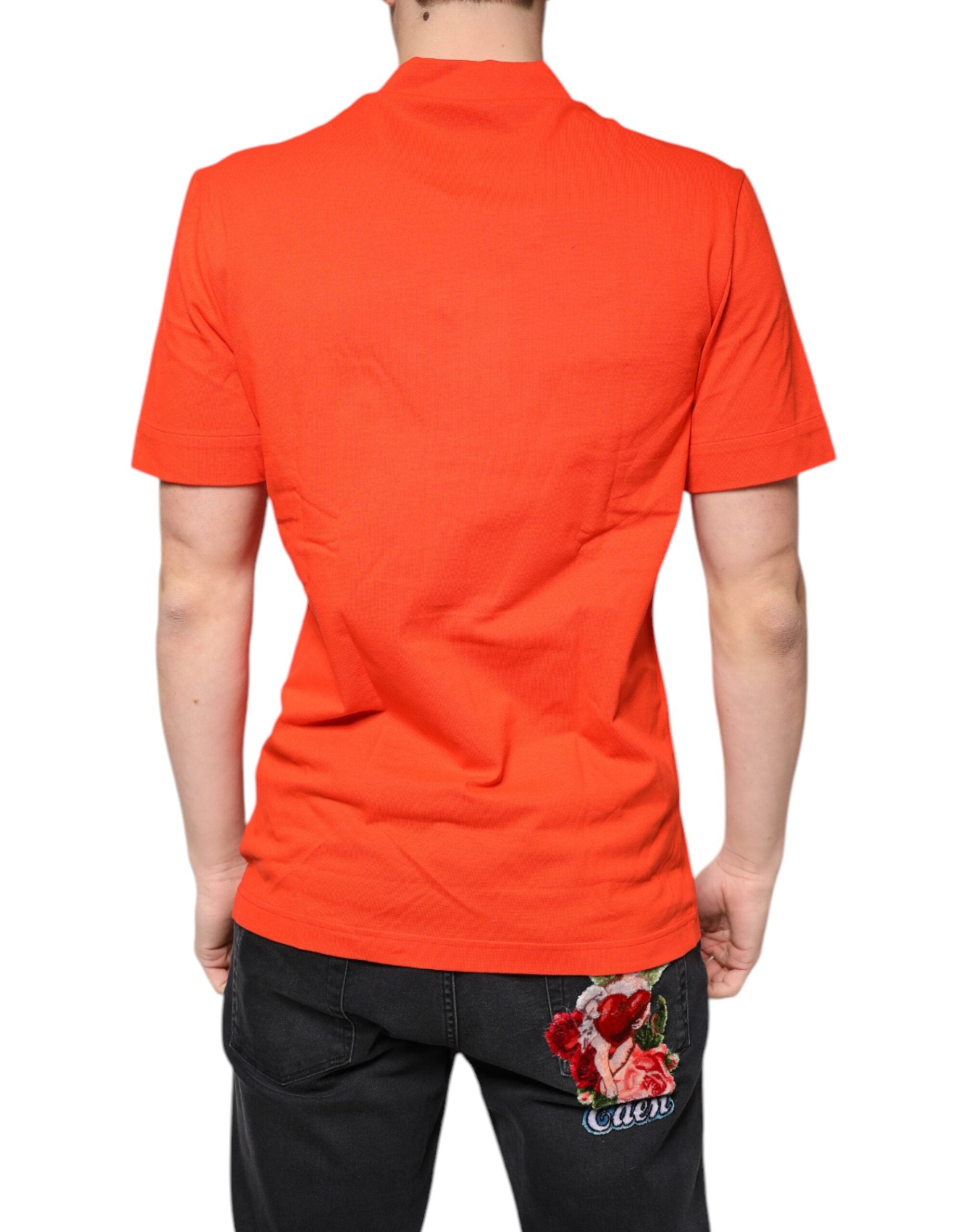 Dolce & Gabbana orange cotton button-front polo shirt